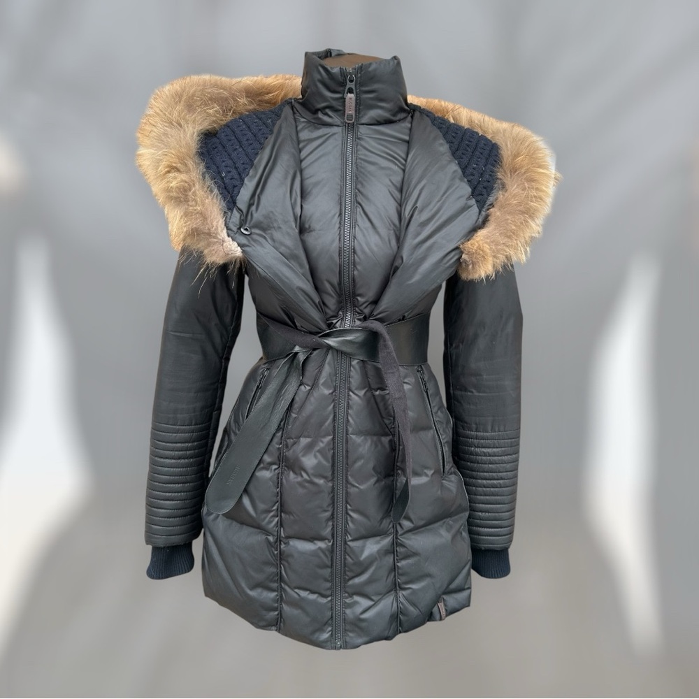 Rudsak Black Down Coat with Fur Hood – Size XS